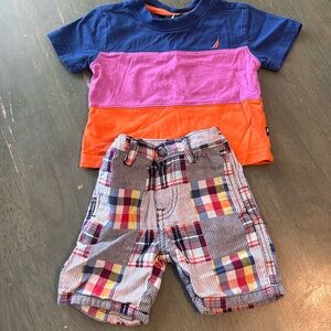 Nautica Polo Shirt and Plaid Shorts Set